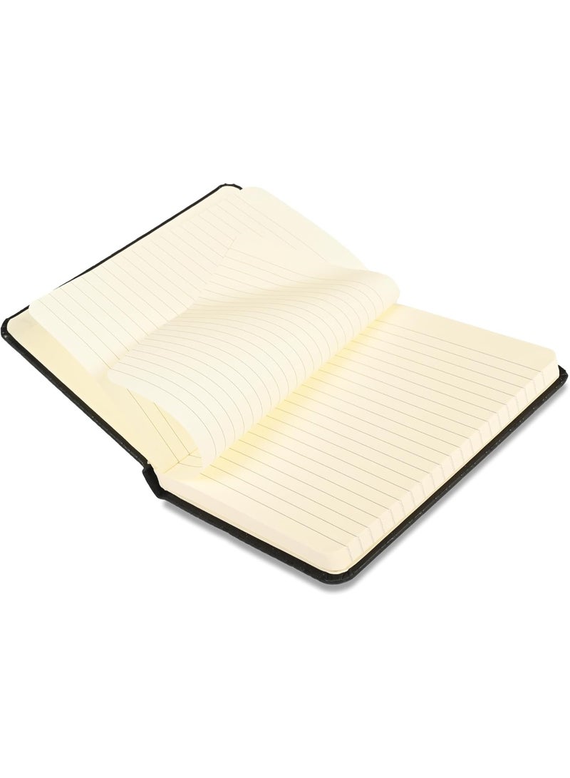 FIS® Executive Notebook, Italian PU Materials, A6 Size(105x148mm,) Round Corners, 96 Sheets, Single Ruled, 70gsm Italian Ivory Paper with Elastic Band Closure, 1 Piece, Black Color-FSNBEXA6BKD3 - Image 5